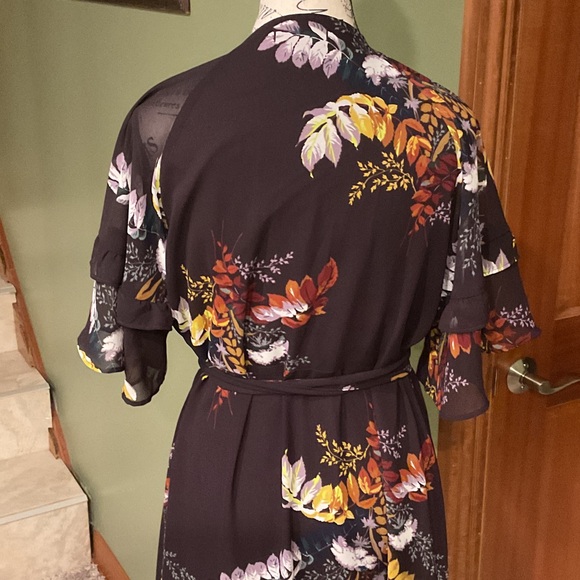 Madewell Floral Wrap Maxi Dress - Black with Yellow and Red, Size M - Picture 5 of 6